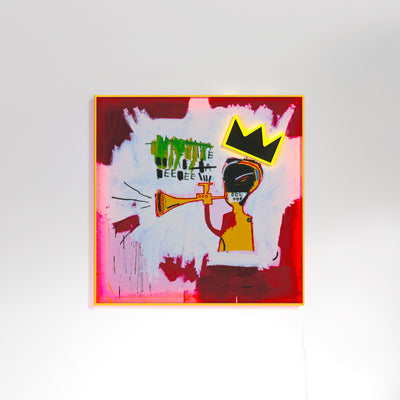 Trumpet Painting YP x Jean Michel Basquiat sign in neon LED