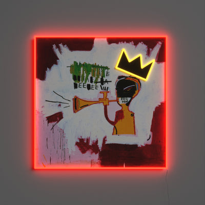 Trumpet Painting YP x Jean Michel Basquiat sign in neon LED