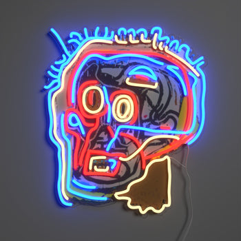 Untitled (Head) YP x Jean Michel Basquiat, signe en néon LED