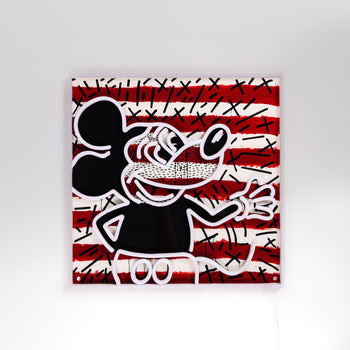 Keith Haring x Mickey 1 “Retro stripes”, signe en néon LED