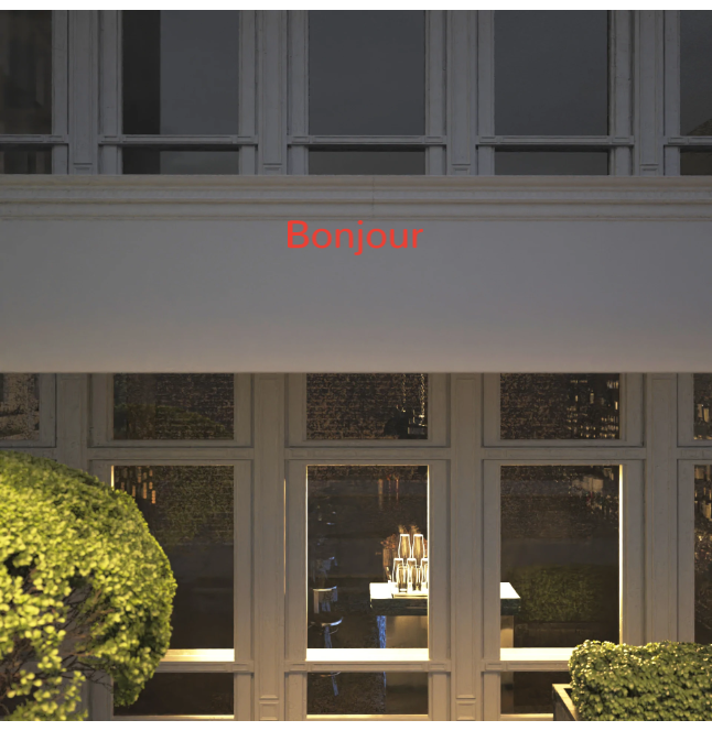 Custom text: Bonjour