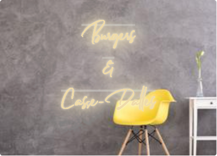 Custom text: Burgers 
&
Casse-Dalles