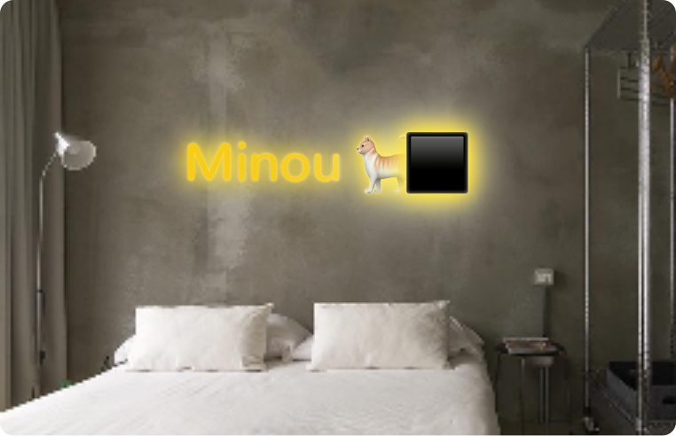 Custom text: Minou 🐈‍⬛
