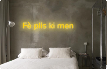 Custom text: Fè plis ki men