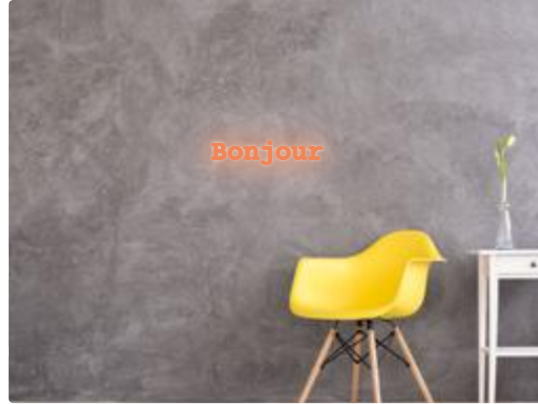 Custom text: Bonjour