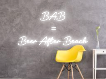 Custom text: BAB
=
Beer After Beach