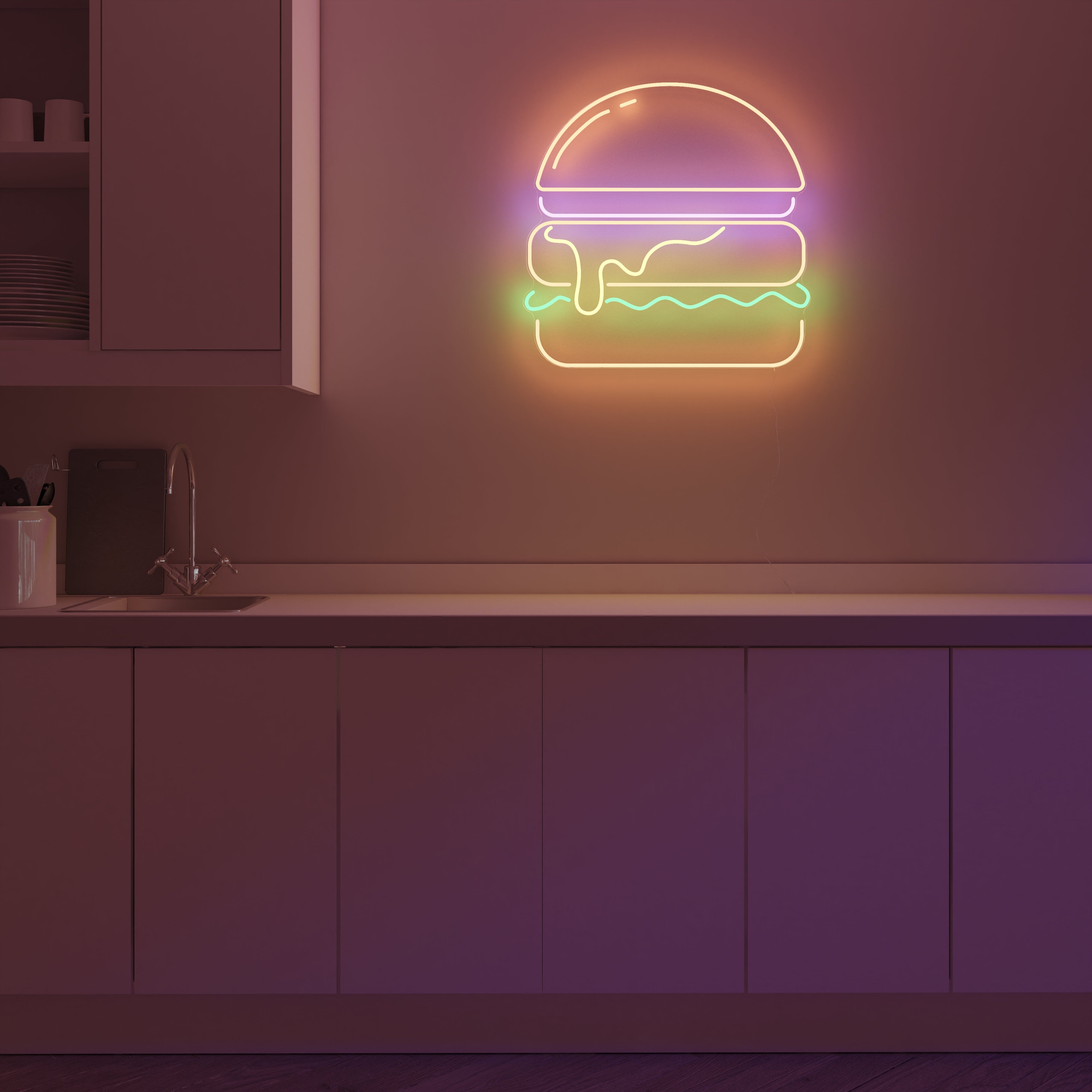 Burger, signe en néon LED