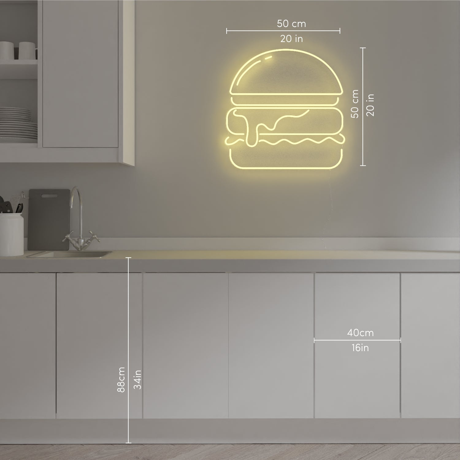 Gold Burger, signe en néon LED