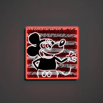 Keith Haring x Mickey 1 “Retro stripes”, signe en néon LED