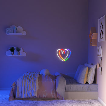 Rainbow Heart - Signe en néon LED