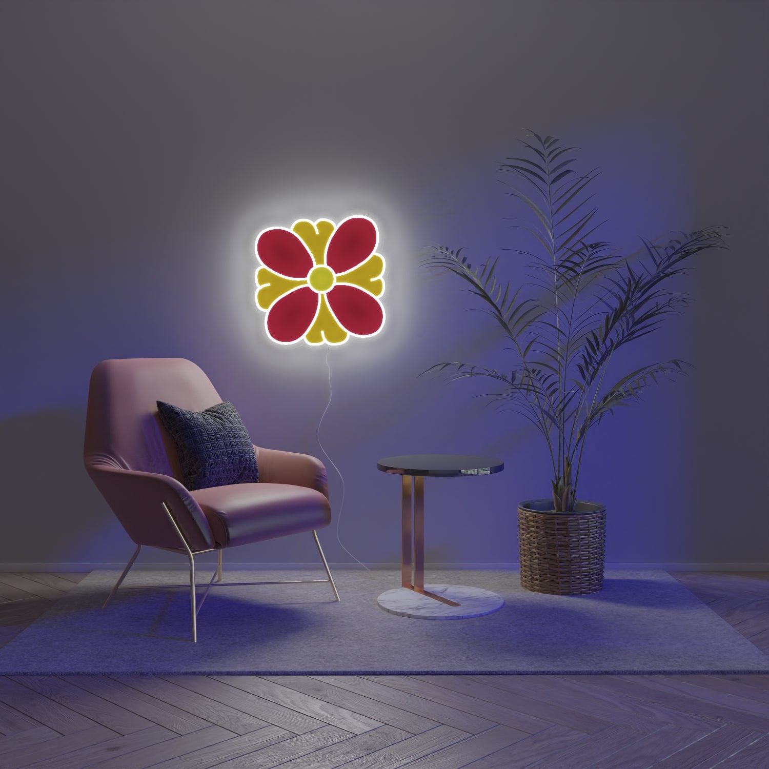 Flower Red and Orange by LILKOOL - signe en néon LED