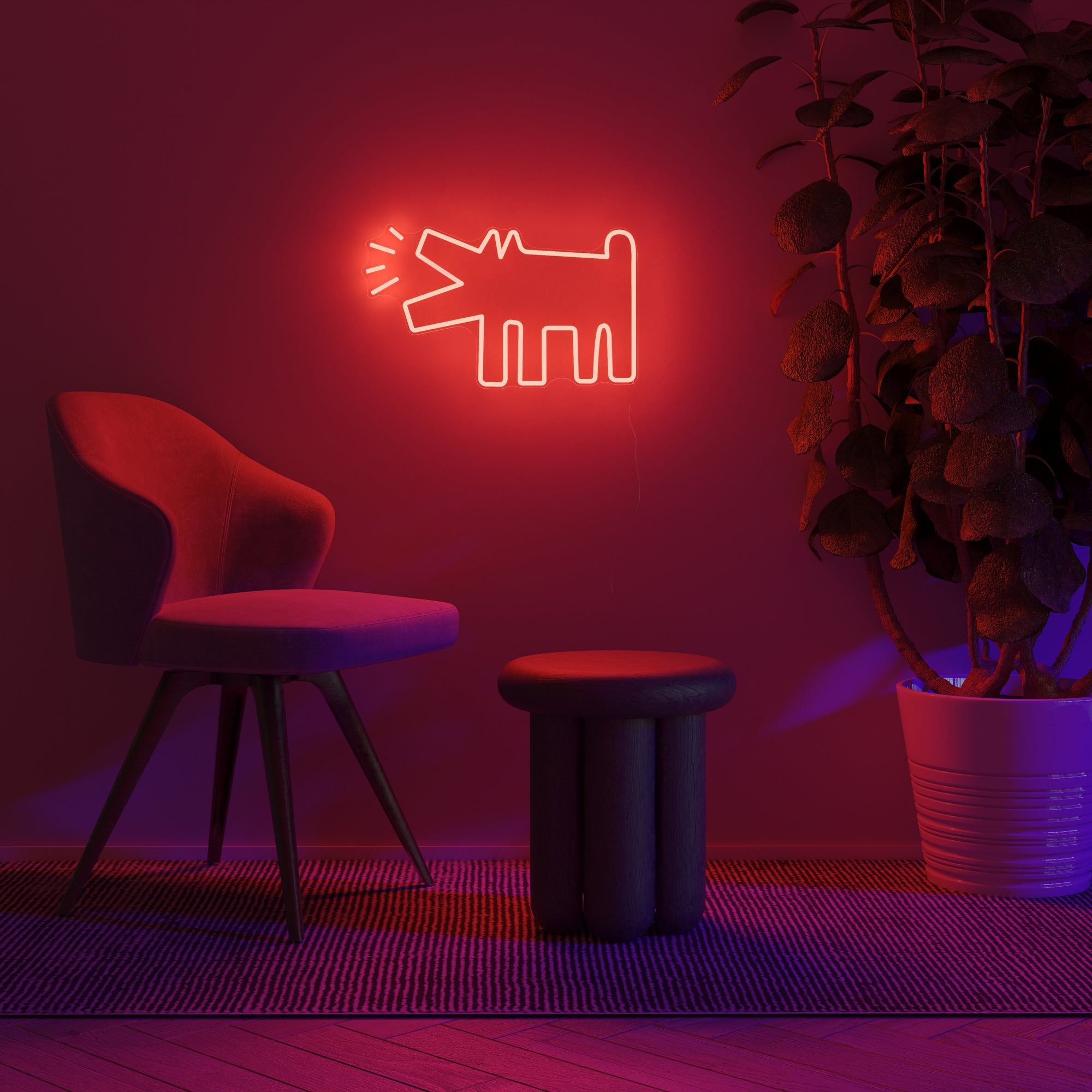 Barking Dog, YP x Keith Haring, signe en néon LED