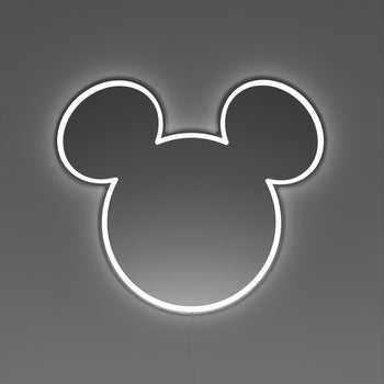 Mickey Silver Mirror by Yellowpop, signe en néon LED