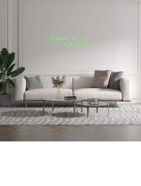 Custom text: Cabine  #  --->
<---  Cabine  @