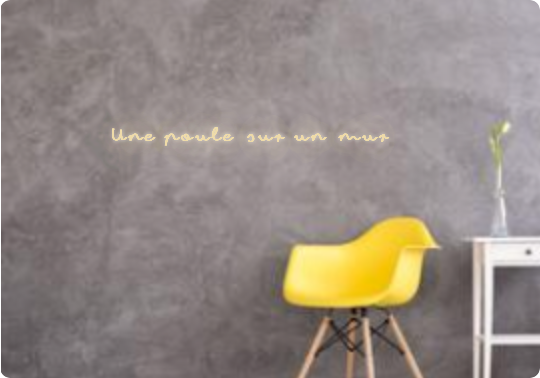 Custom text: Une poule sur un mur