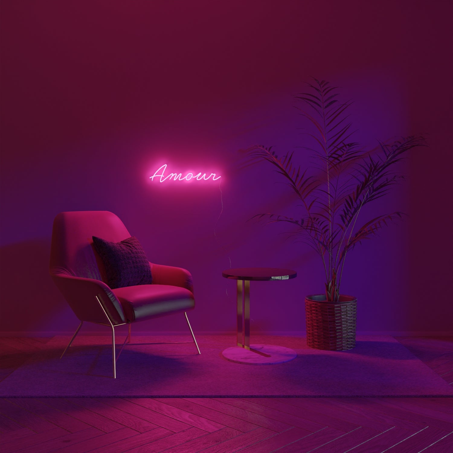 Amour Cursive, signe en néon LED