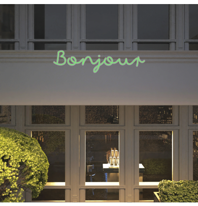 Custom text: Bonjour