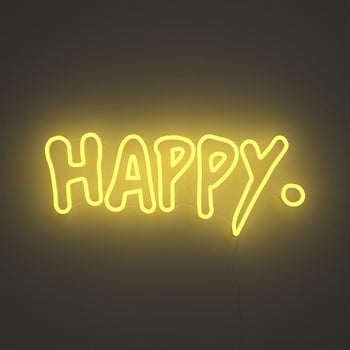 Happy by Gregory Siff, signe en néon LED