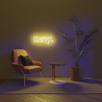 Happy by Gregory Siff, signe en néon LED