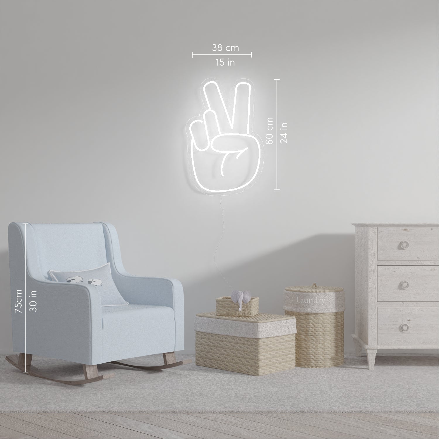 Peace Hand, signe en néon LED