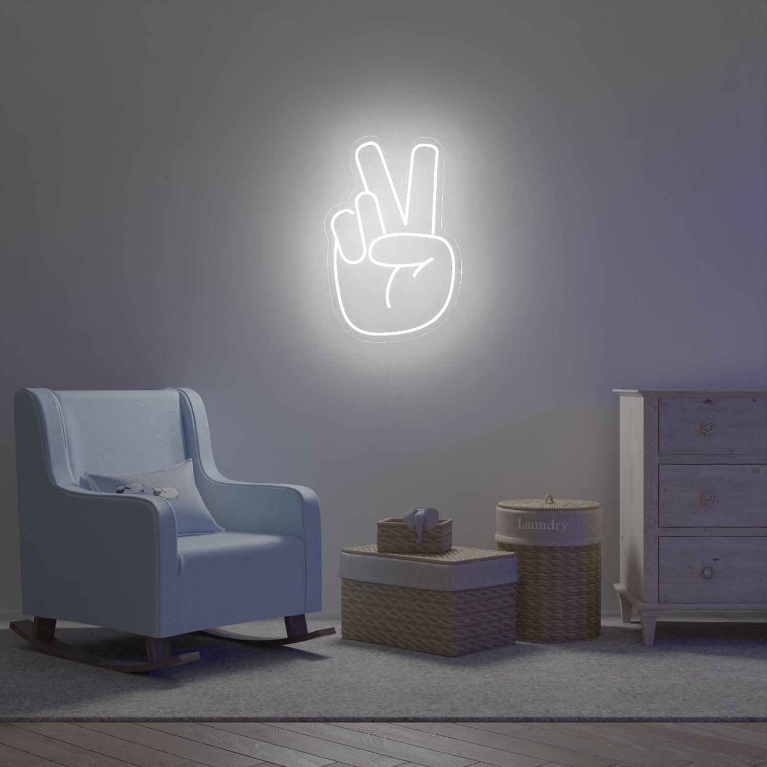 Peace Hand, signe en néon LED