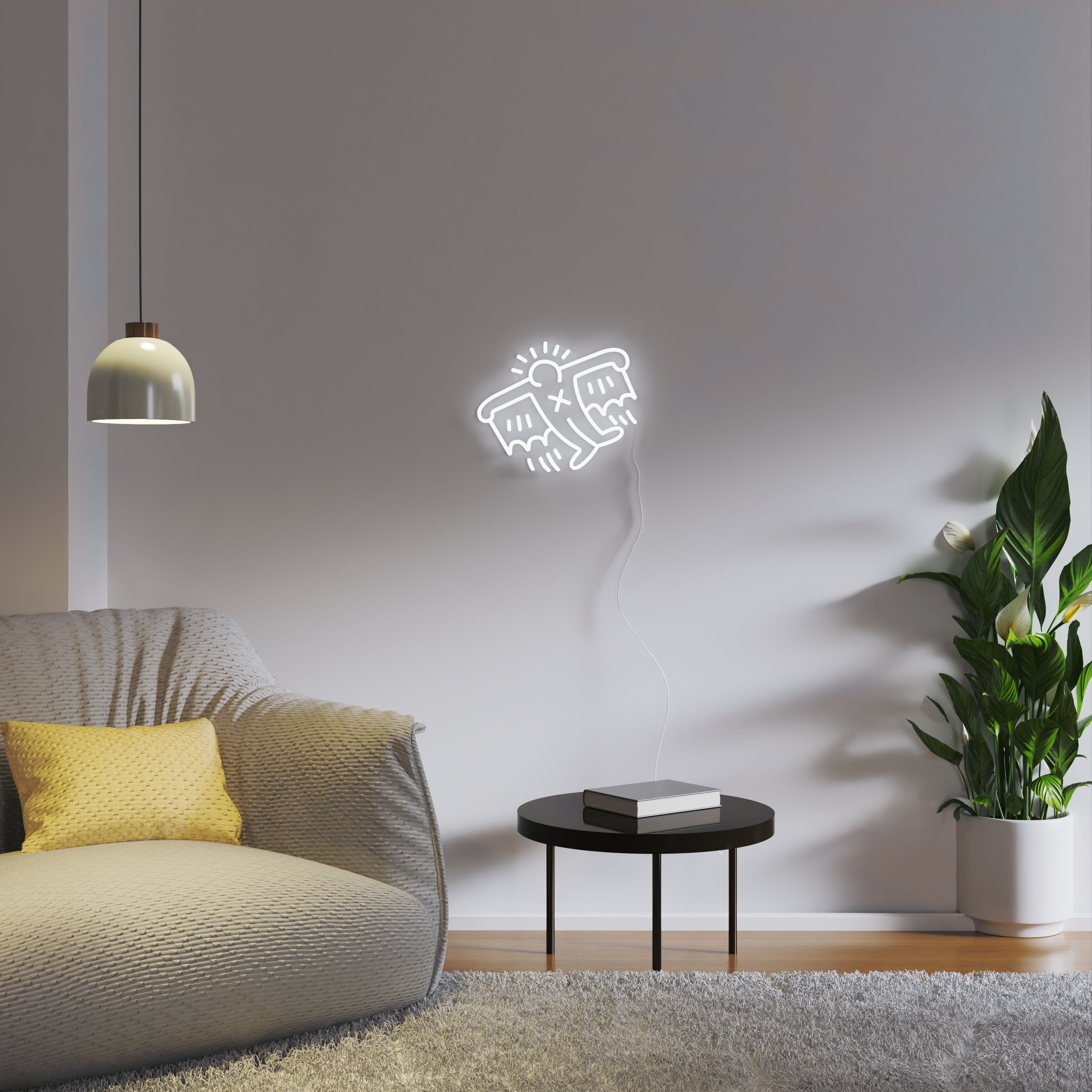 Flying Man Yellowpop x Keith Haring, Neon-LED-Zeichen