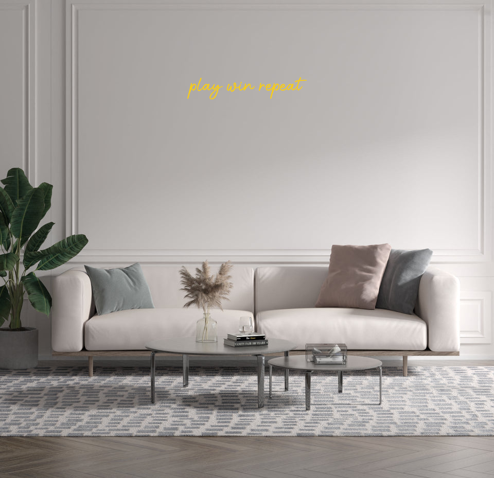 Custom text: play win repeat