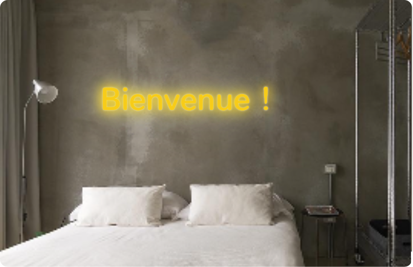 Custom text: Bienvenue !
