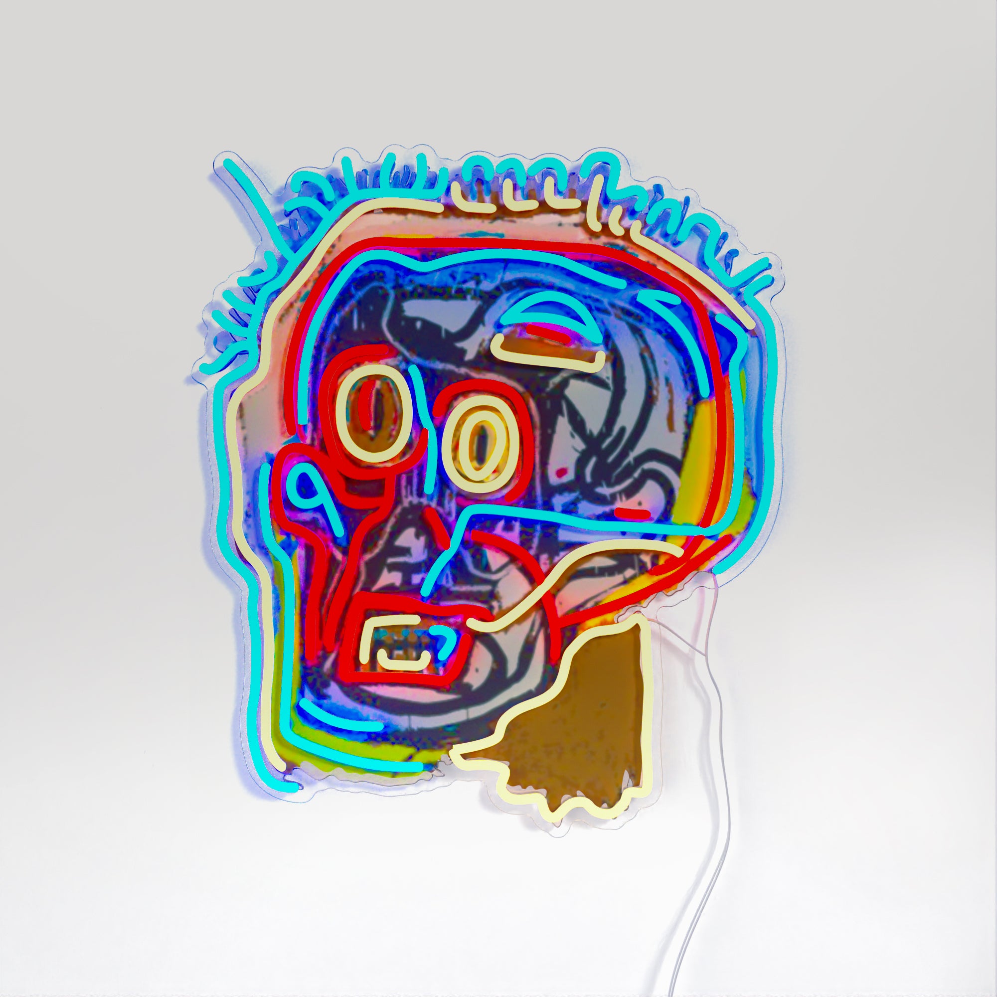 Untitled (Head) YP x Jean Michel Basquiat, neon LED sign
