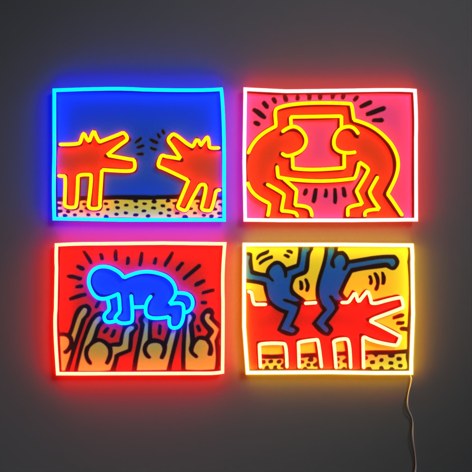 Mix Colored Yellowpop x Keith Haring, neon LED sign