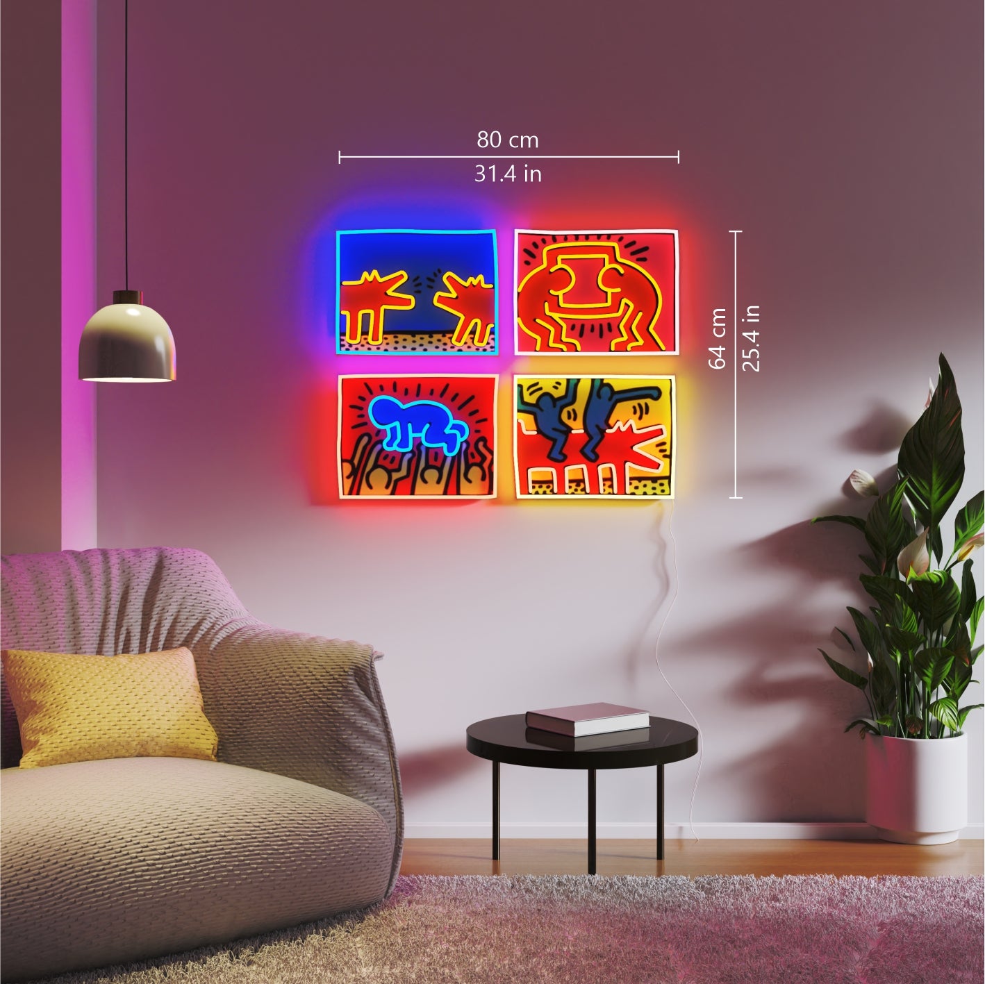 Mix Colored Yellowpop x Keith Haring, neon LED sign