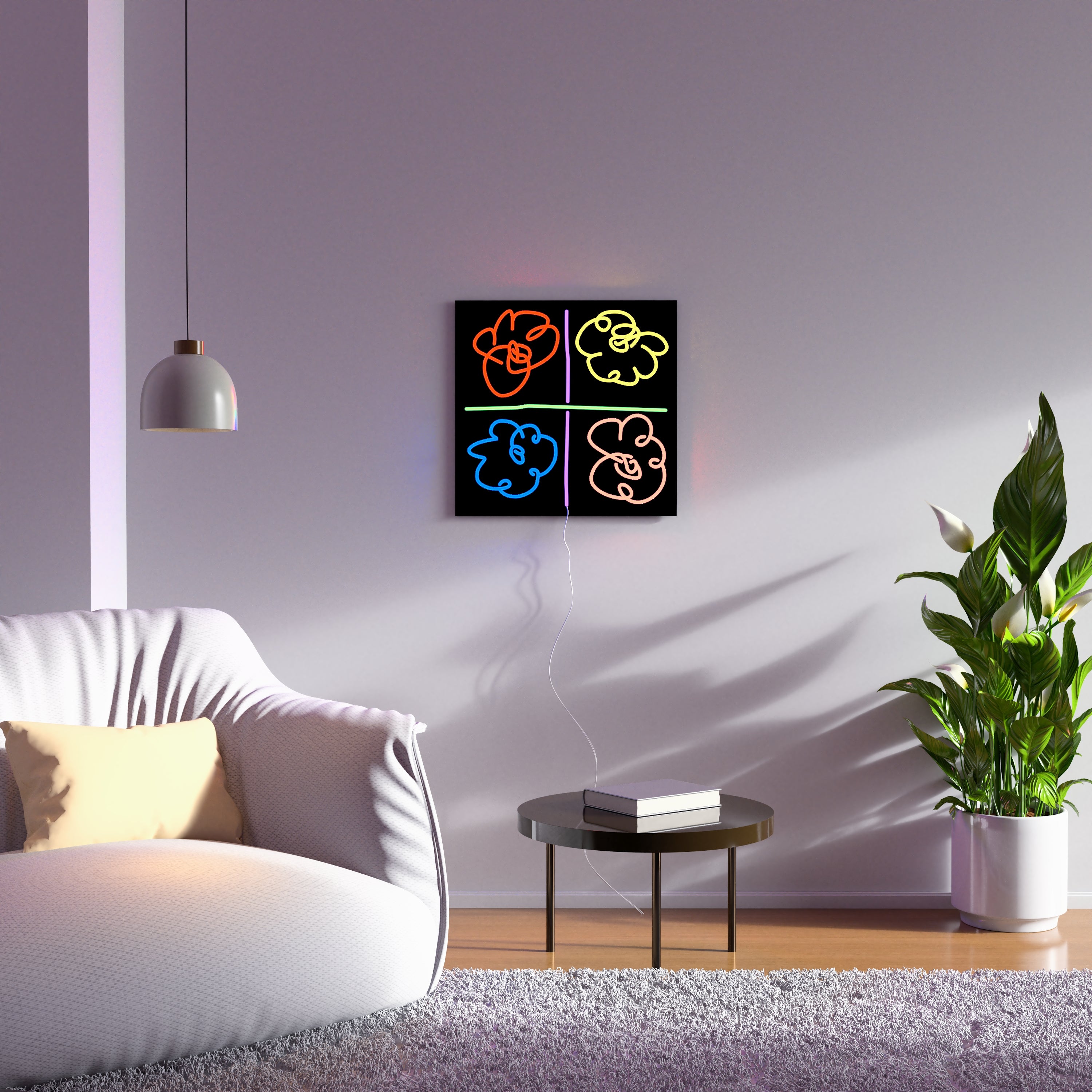 Flowers by Mickalene Thomas, neon LED sign