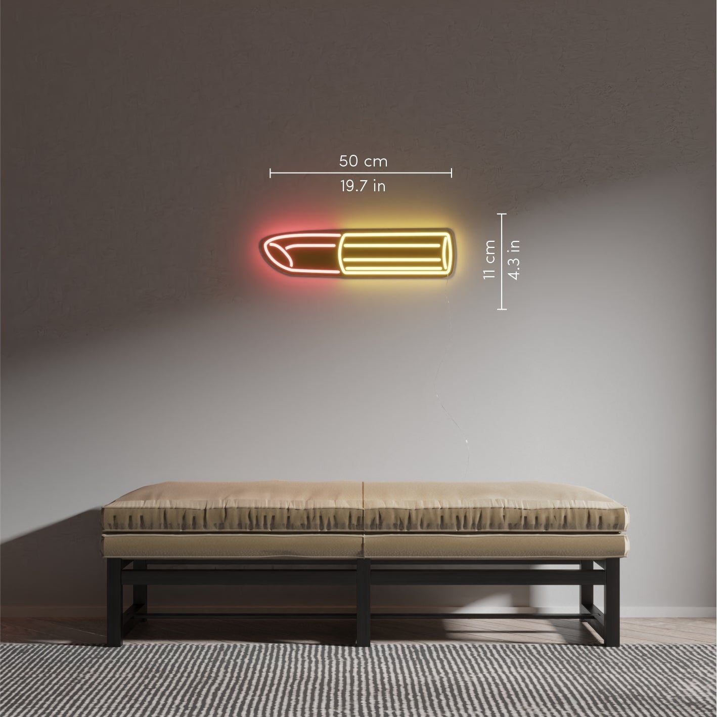 Golden Lipstick by Tom Wesselmann, neon LED sign