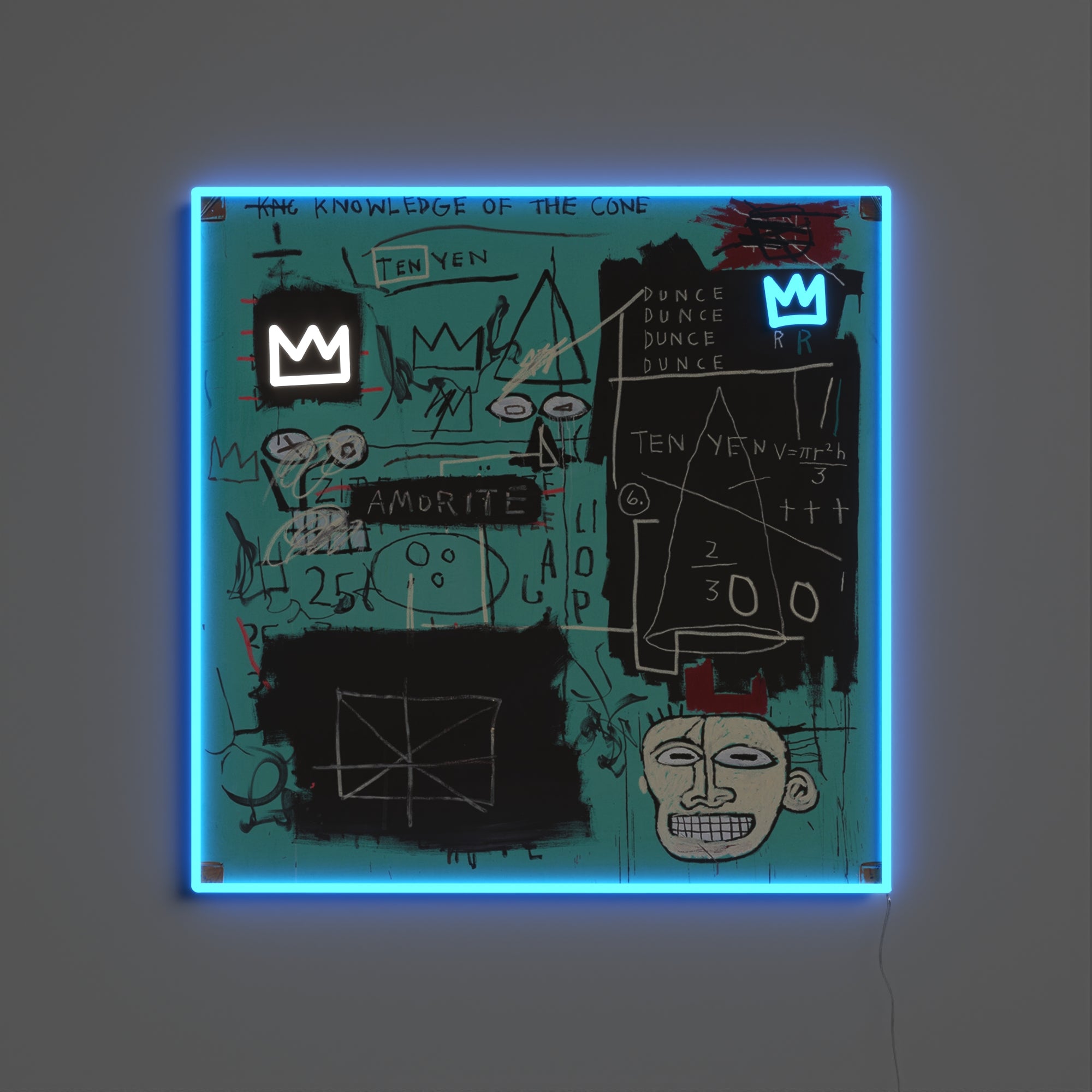 Equals Pi YP x Jean Michel Basquiat, neon LED sign