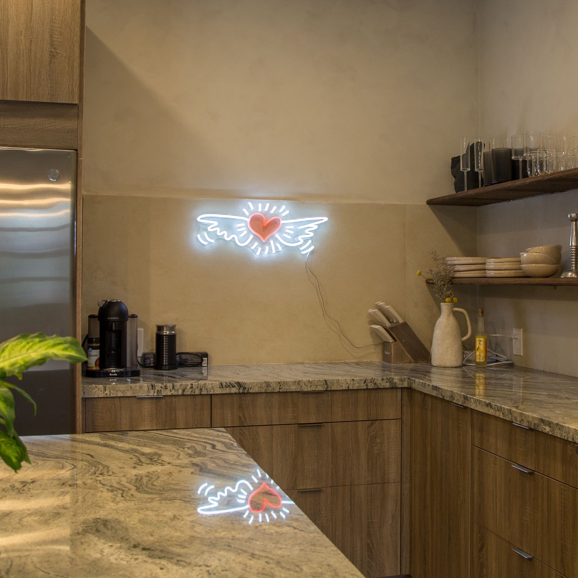 Wing Heart, YP x Keith Haring, neon LED sign