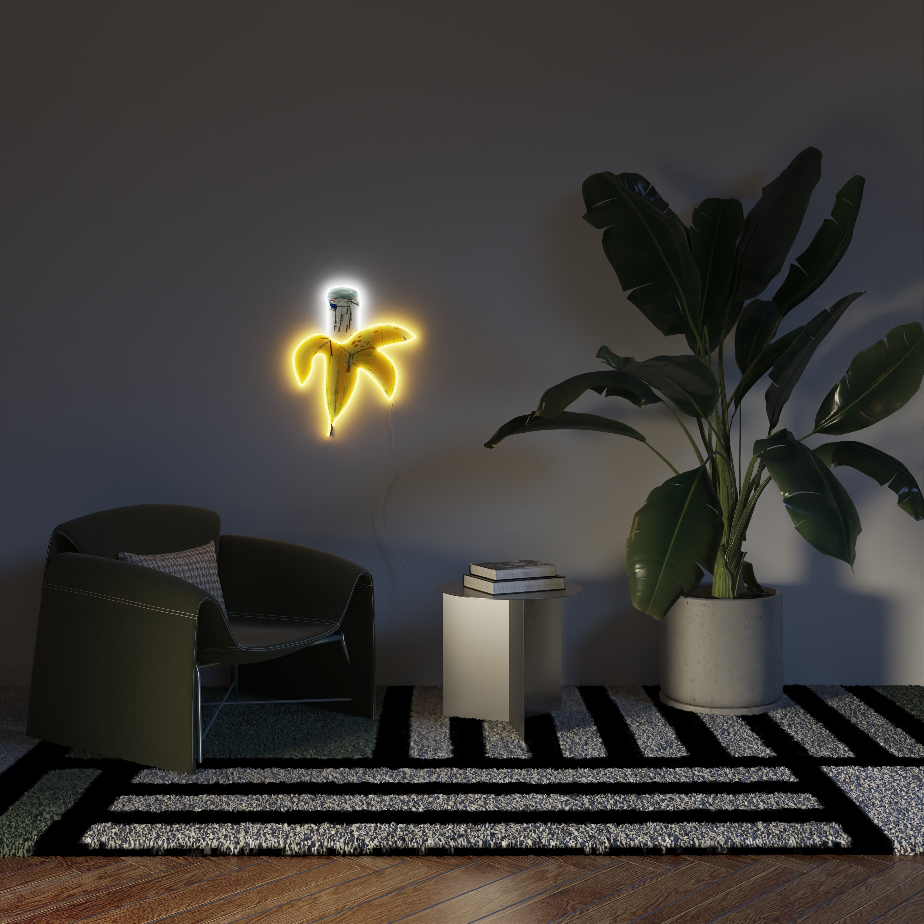 Banana YP x Jean Michel Basquiat, neon LED sign