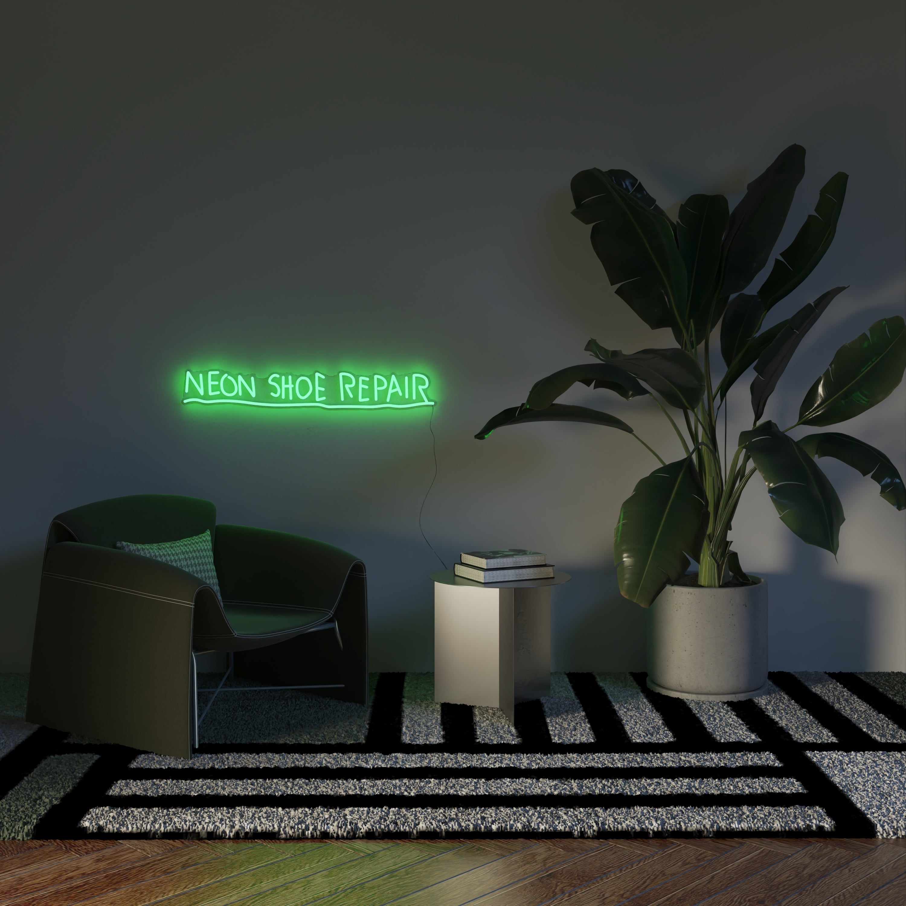 Neon Shoe Repair YP x Jean Michel Basquiat, neon LED sign