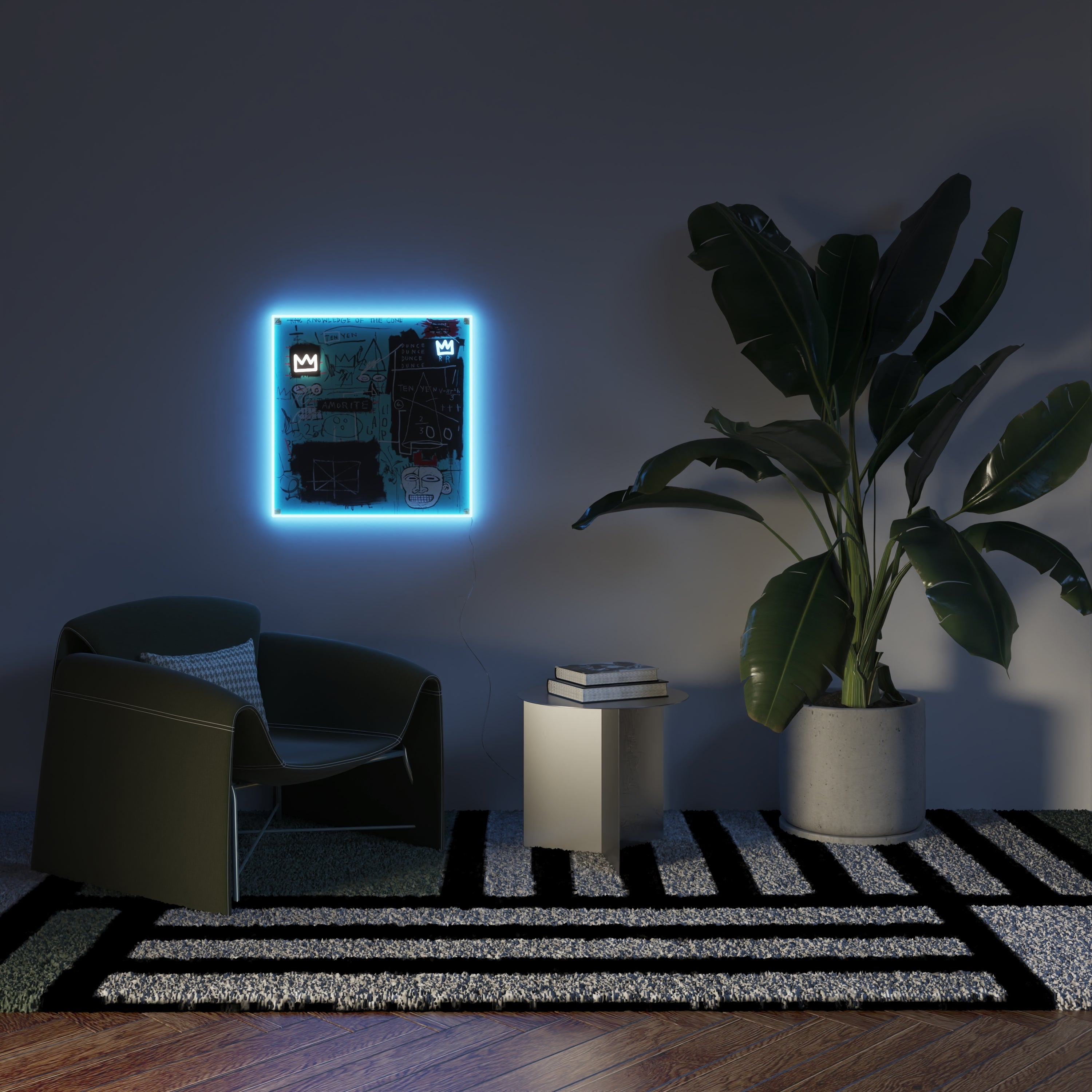 Equals Pi YP x Jean Michel Basquiat, neon LED sign