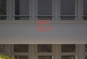 Custom text: SLICE 
PIZZA