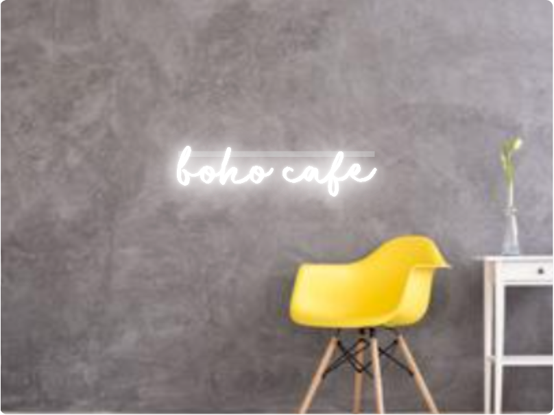 Custom text: boho cafe