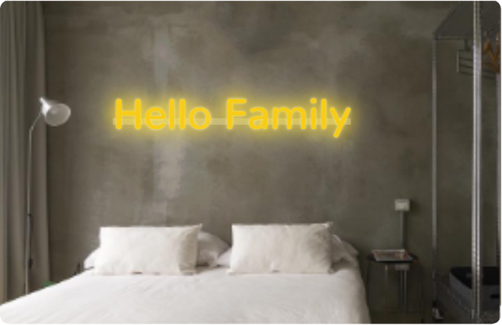 Custom text: Hello Family