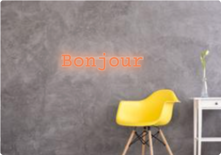 Custom text: Bonjour