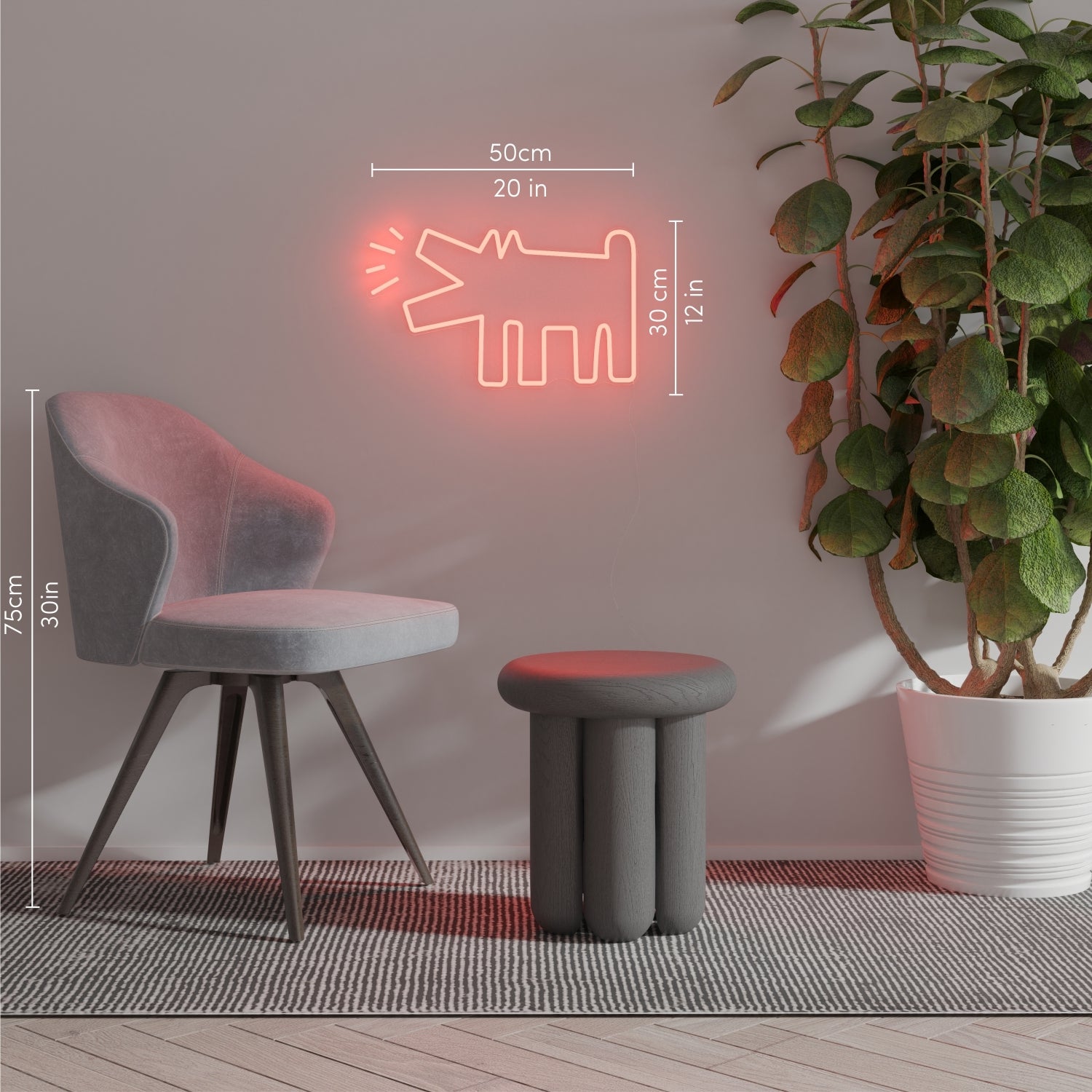 Barking Dog, YP x Keith Haring, neon LED sign