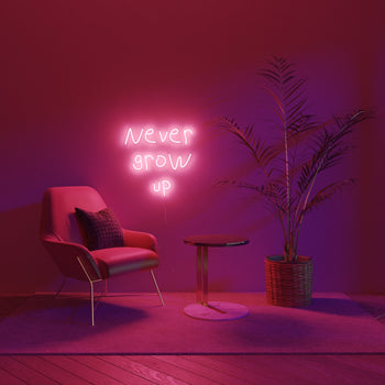 Never grow up, neon LED sign