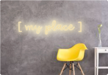 Custom text: [ my place ]