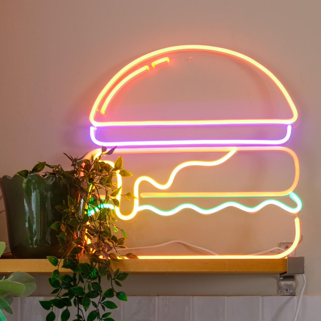 Burger, neon LED sign
