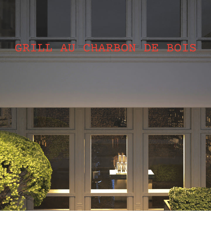 Custom text: GRILL AU CHARBON DE BOIS