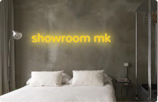 Custom text: showroom mk