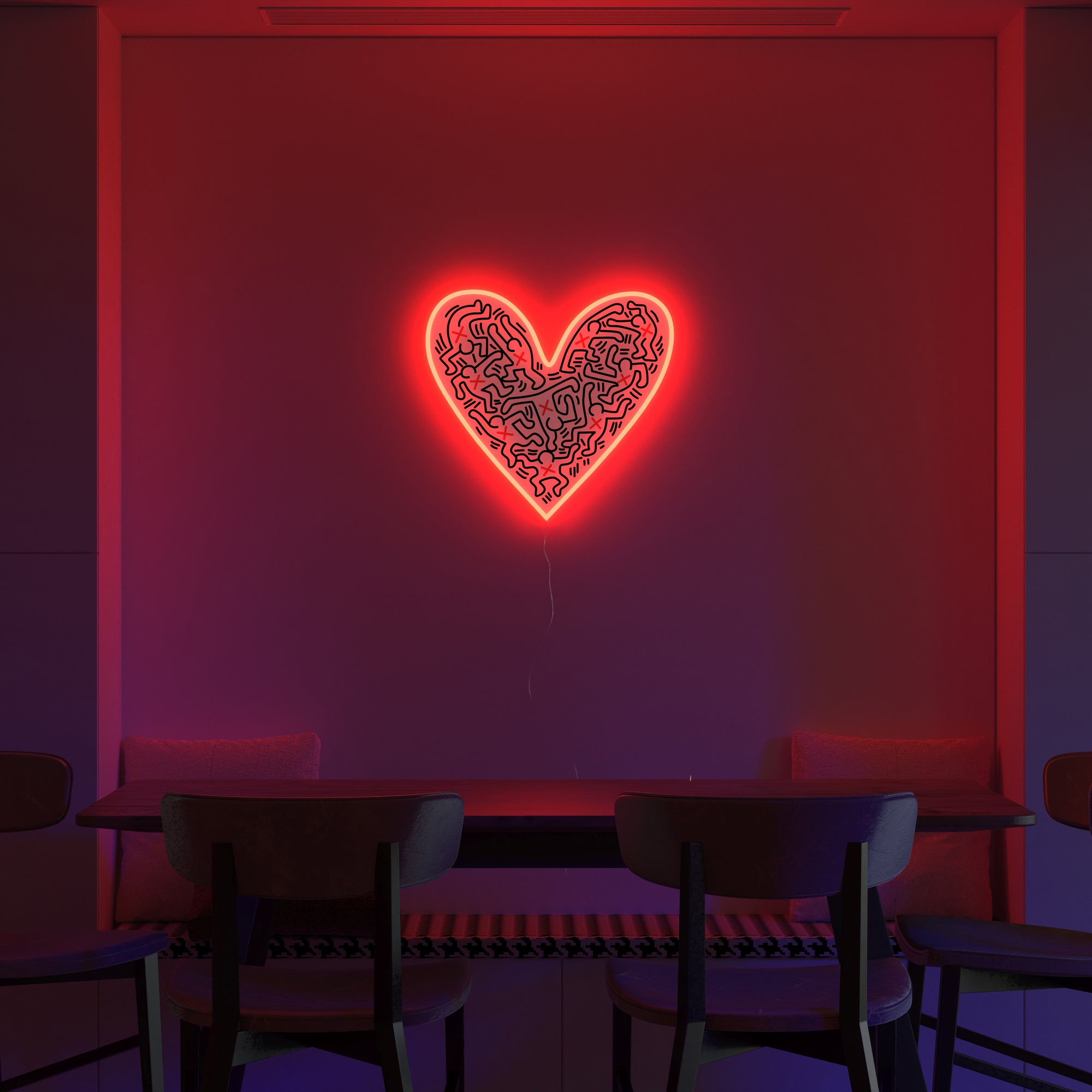 Dance Love, YP x Keith Haring, neon LED sign