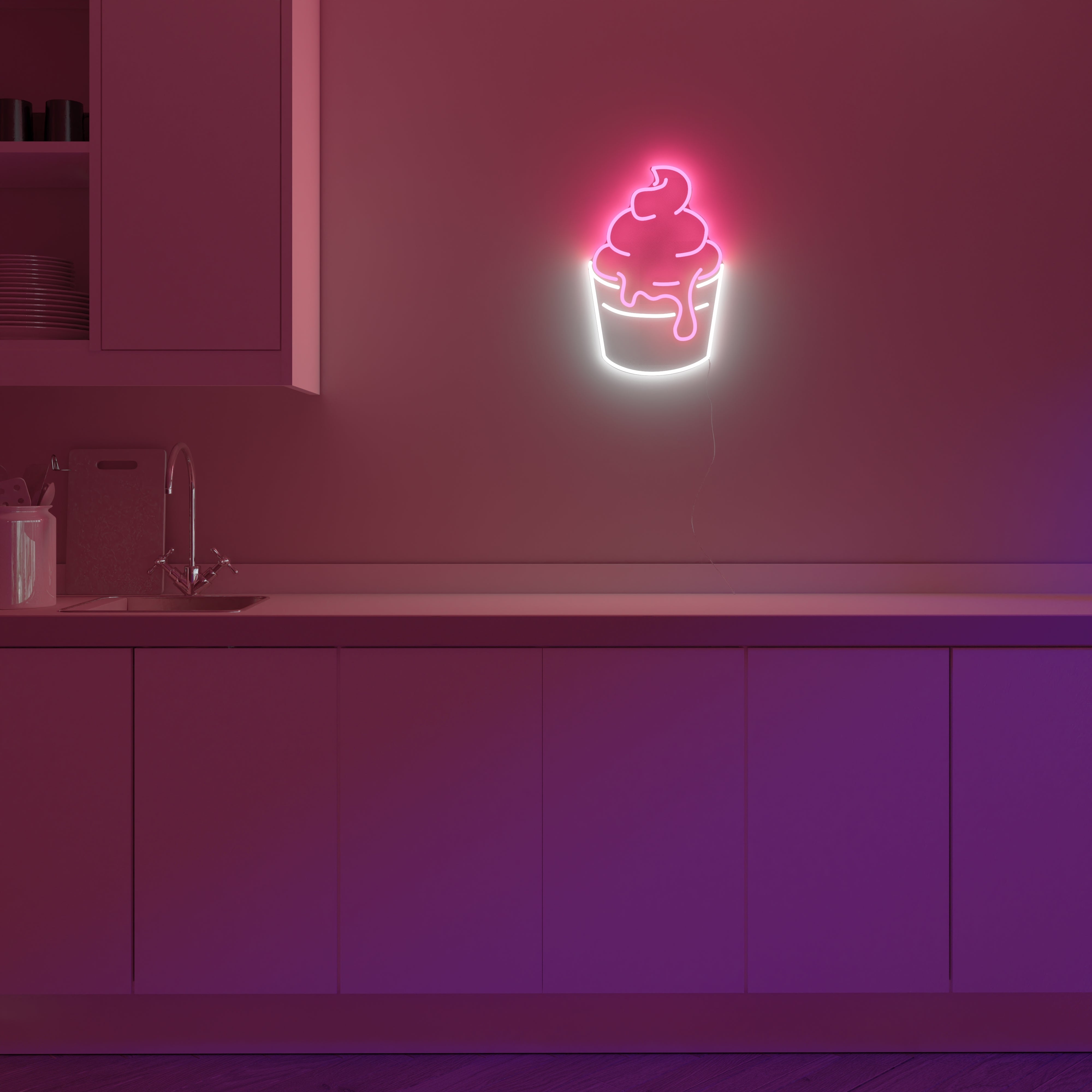 Soft serve (Ice cream), neon LED sign